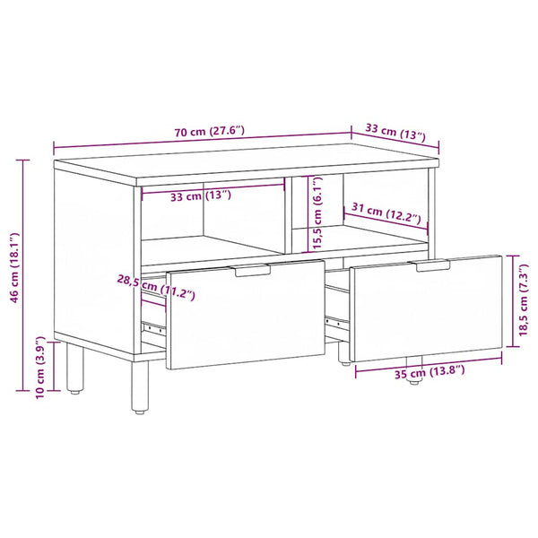 Schwarzer TV-Schrank 70x33x46 cm