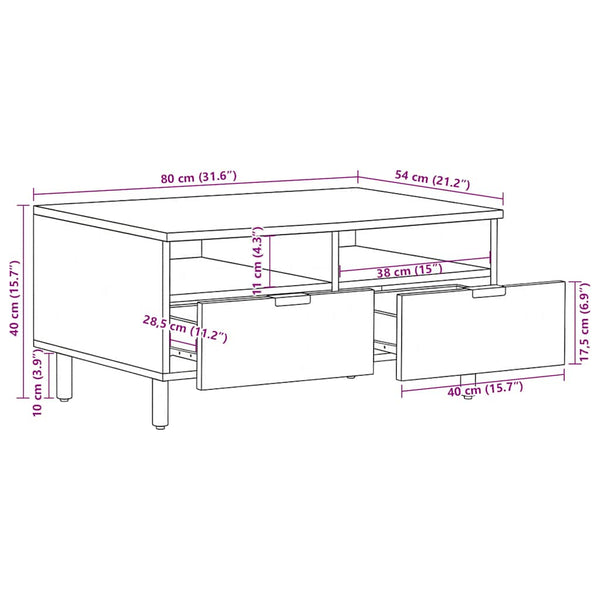 Schwarzer Couchtisch 80x54 cm