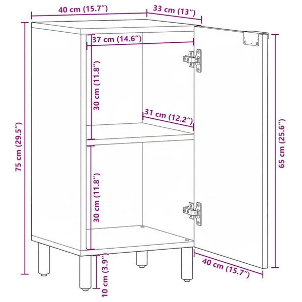 Schwarzes Sideboard 40x33x75 cm