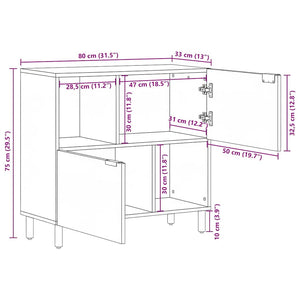 Schwarzes Sideboard 80x33x75 cm