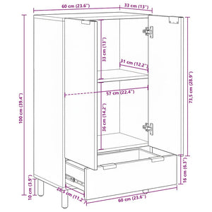 Highboard Schwarz 60x33x100 cm