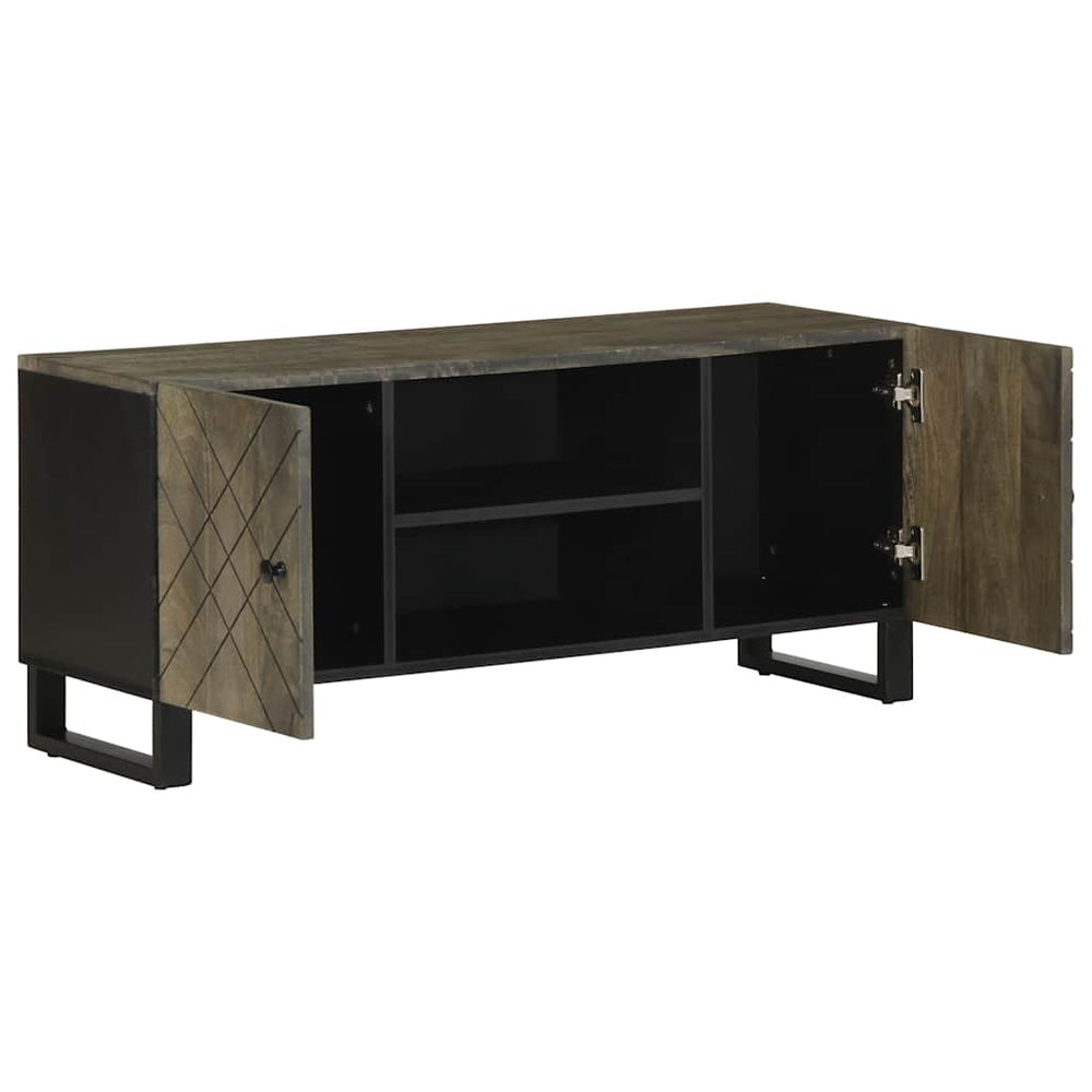 vidaXL Meuble TV Bois de Mangue Massif Noir 105x33x46 cm