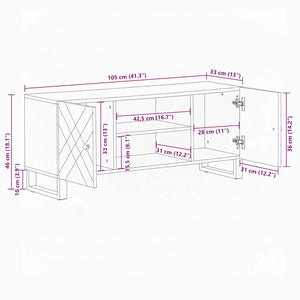Schwarzer TV-Schrank Mango Massivholz 105 cm