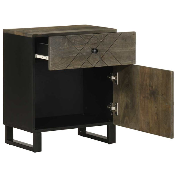 Nachttisch Schwarz Mango Massivholz 50x60 cm