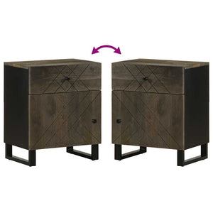 Nachttisch Schwarz Mango Massivholz 50x60 cm