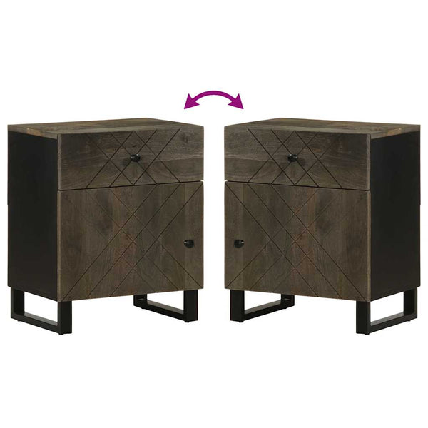 Nachttisch Schwarz Mango Massivholz 50x60 cm