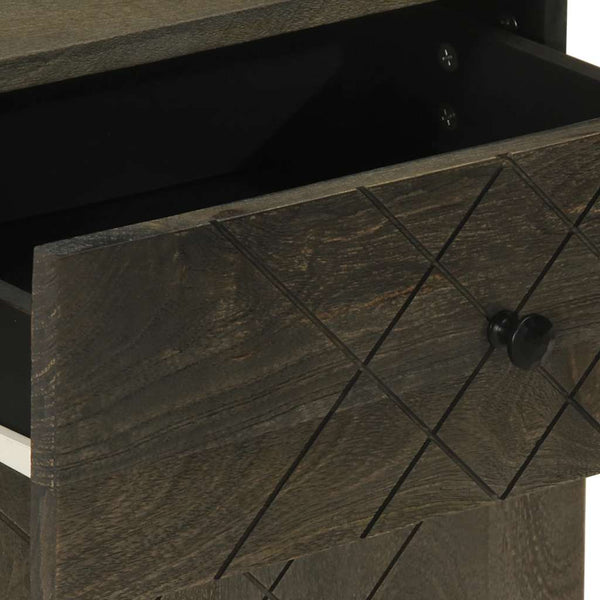 Nachttisch Schwarz Mango Massivholz 50x60 cm