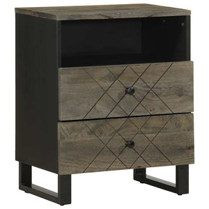 Schwarzer Nachttisch Mango Massivholz 50x62cm