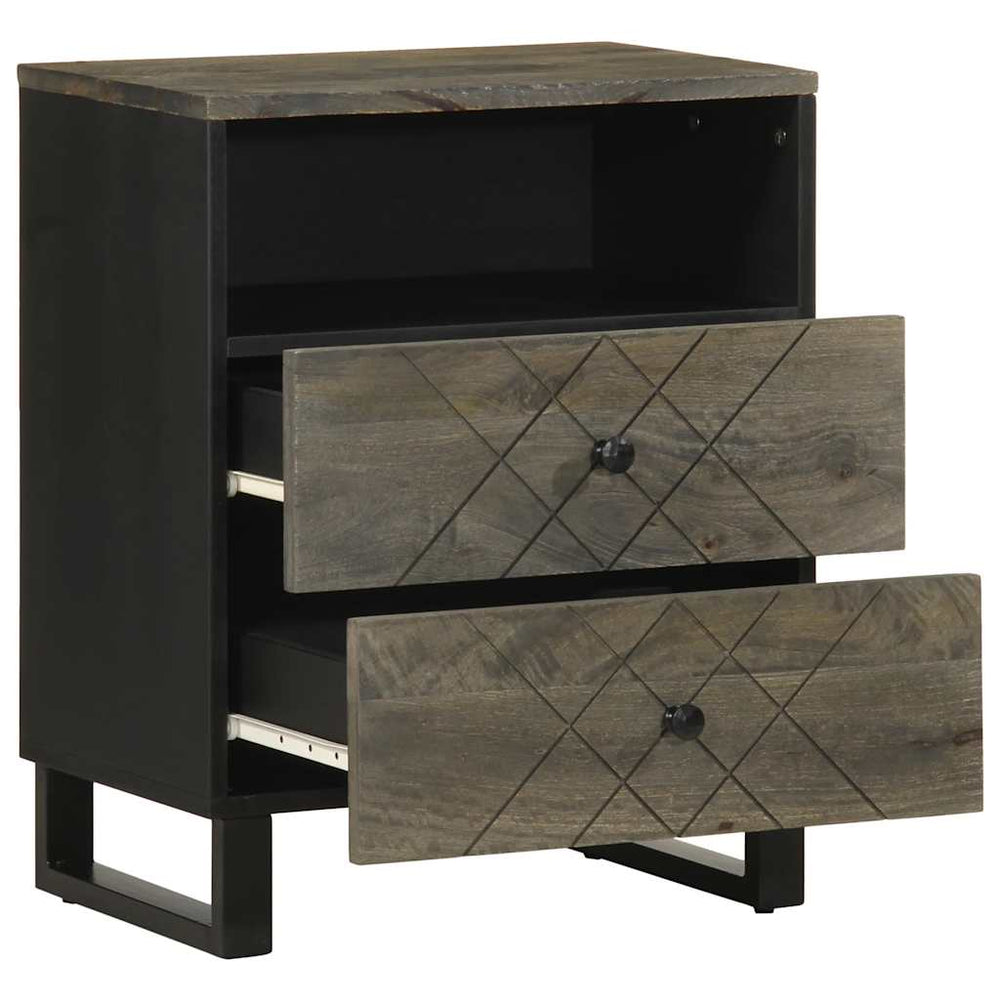 vidaXL Bedside Cabinet Black 50x33x62 cm Solid Mango Wood