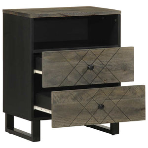Schwarzer Nachttisch Mango Massivholz 50x62cm