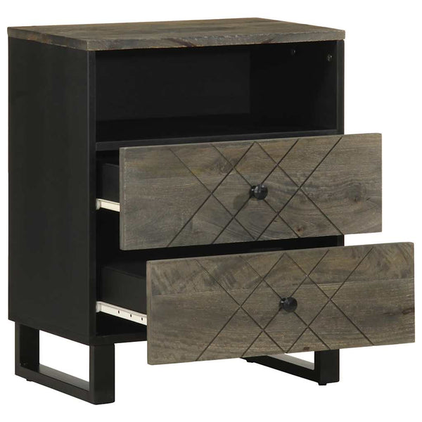 Schwarzer Nachttisch Mango Massivholz 50x62cm
