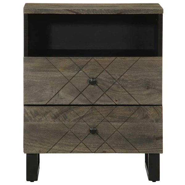 Schwarzer Nachttisch Mango Massivholz 50x62cm