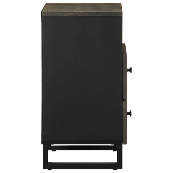 Schwarzer Nachttisch Mango Massivholz 50x62cm