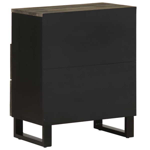 Schwarzer Nachttisch Mango Massivholz 50x62cm