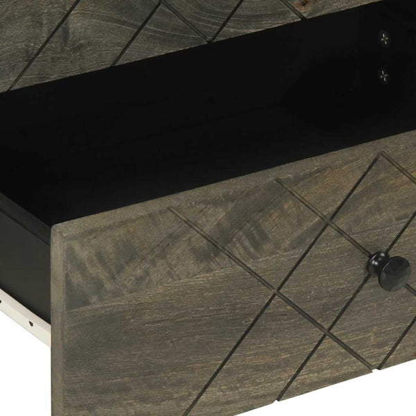 Schwarzer Nachttisch Mango Massivholz 50x62cm