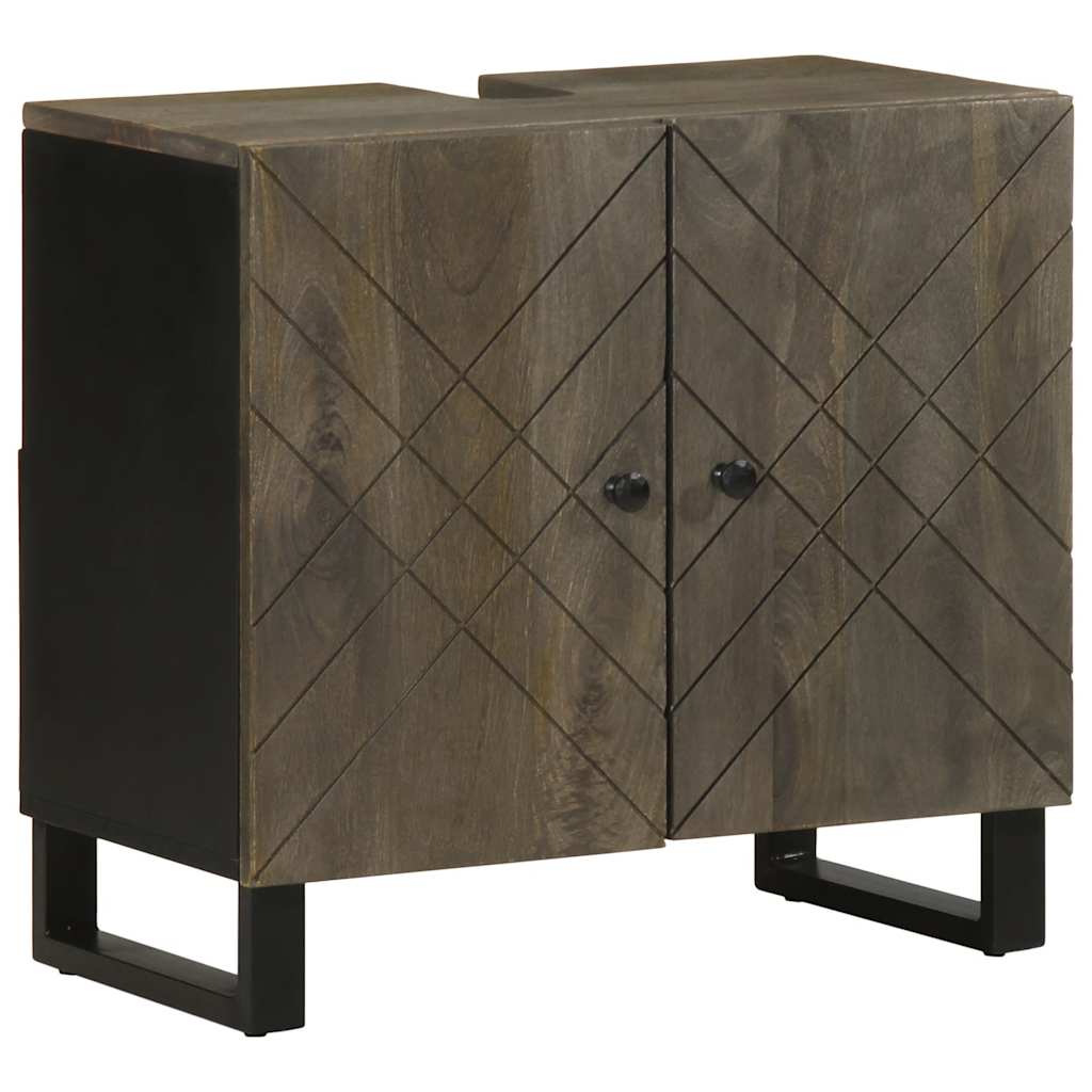 Waschbeckenunterschrank Schwarz Massivholz Mango 62x58cm