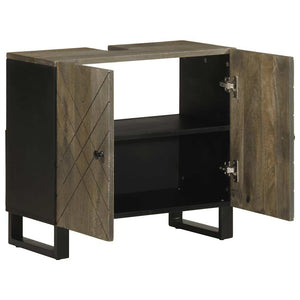 Waschbeckenunterschrank Schwarz Massivholz Mango 62x58cm