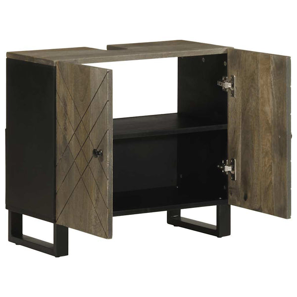 Waschbeckenunterschrank Schwarz Massivholz Mango 62x58cm