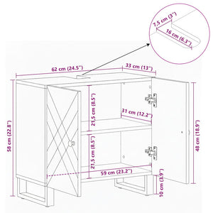 Waschbeckenunterschrank Schwarz Massivholz Mango 62x58cm