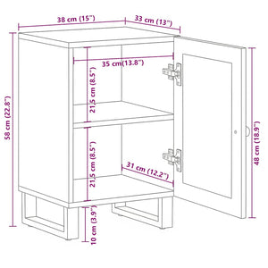 Schwarzer Badschrank Mango Massivholz 38x58 cm