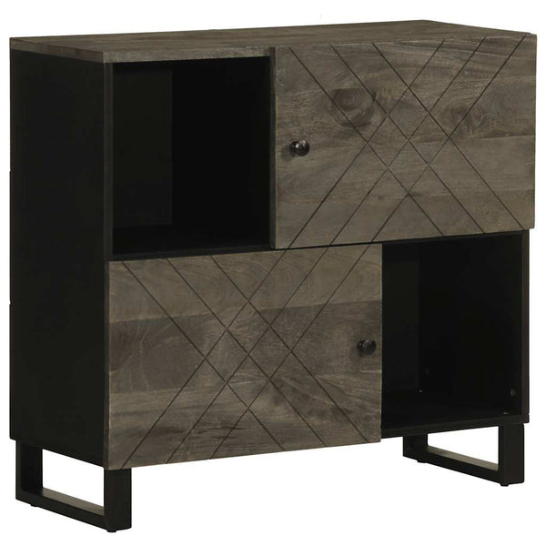 Schwarzes Sideboard Mango Massivholz 80cm