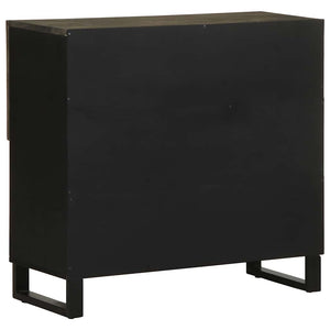 Schwarzes Sideboard Mango Massivholz 80cm