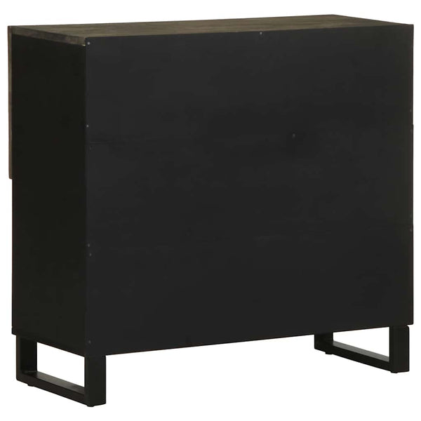 Schwarzes Sideboard Mango Massivholz 80cm