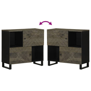 Schwarzes Sideboard Mango Massivholz 80cm
