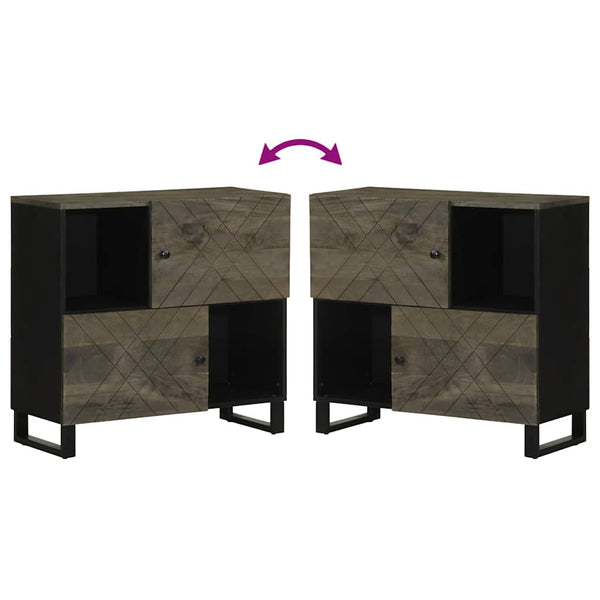 Schwarzes Sideboard Mango Massivholz 80cm