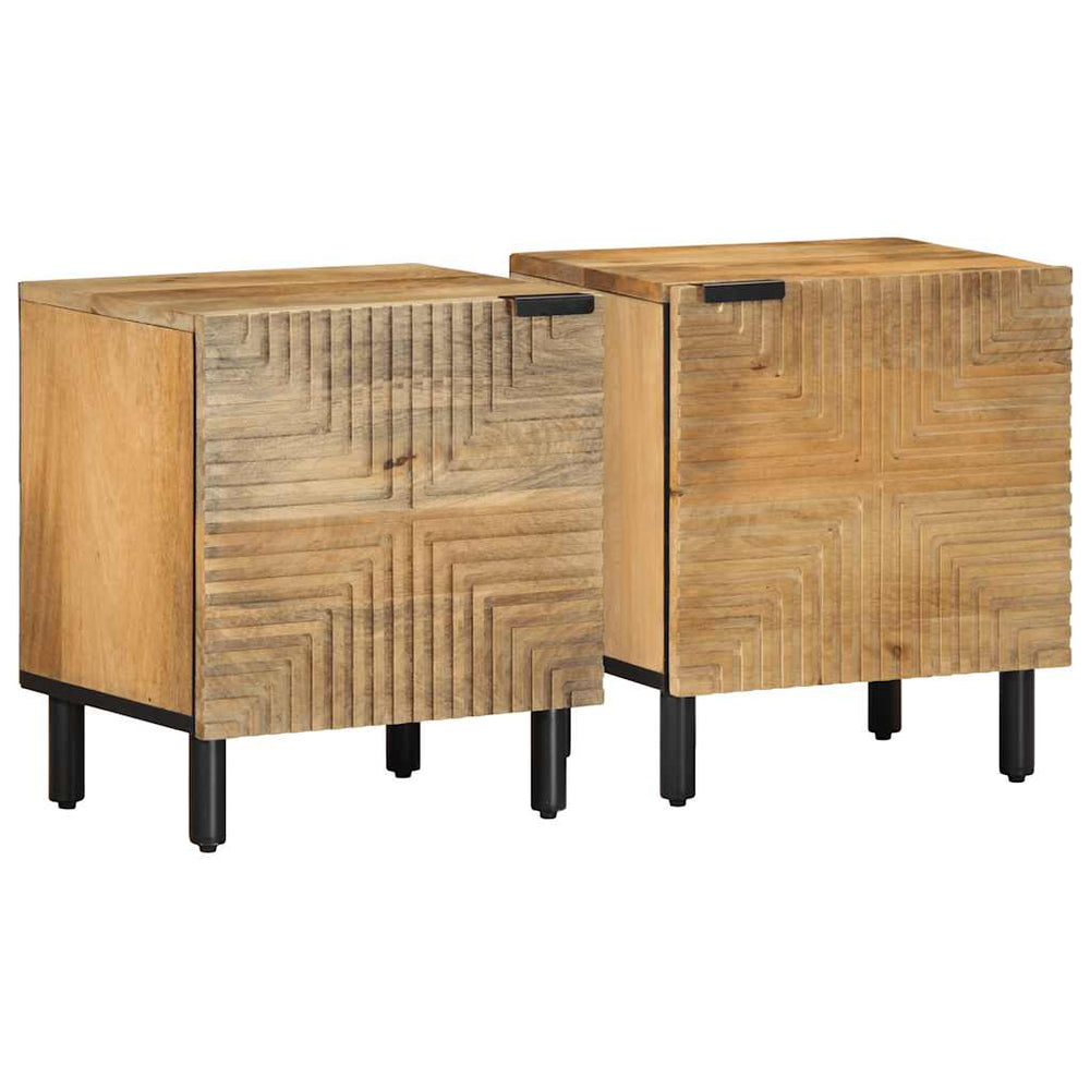 Nachttische 2er Set Mango Massivholz Braun