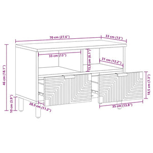 TV-Schrank Braun Mango Massivholz 70 cm