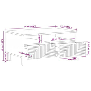 Couchtisch Braun Mango Massivholz 80x54cm