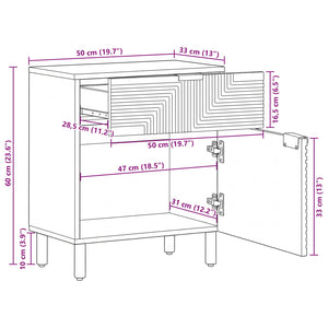 Nachttisch Braun Akazie Massivholz 50x60 cm