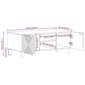 Couchtisch Akazie Massivholz Braun 100x54 cm