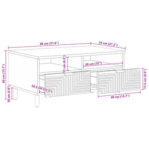Couchtisch Akazie Massivholz 80x54 cm