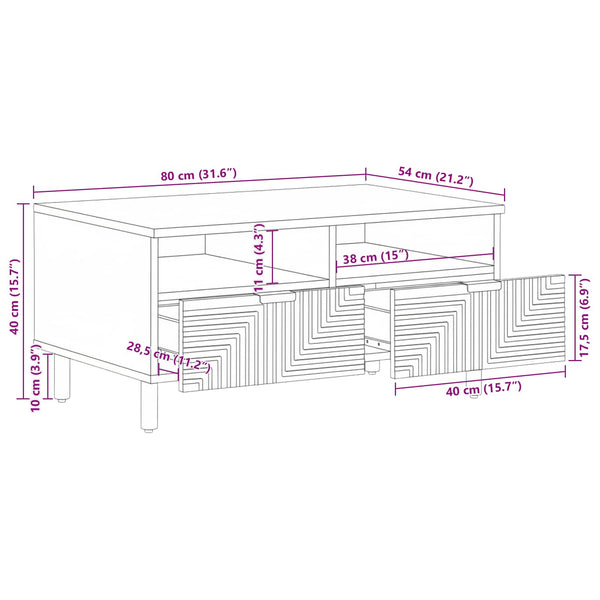 Couchtisch Akazie Massivholz 80x54 cm