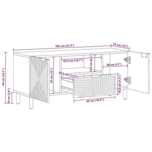 TV-Möbel Akazie Massivholz 105 cm