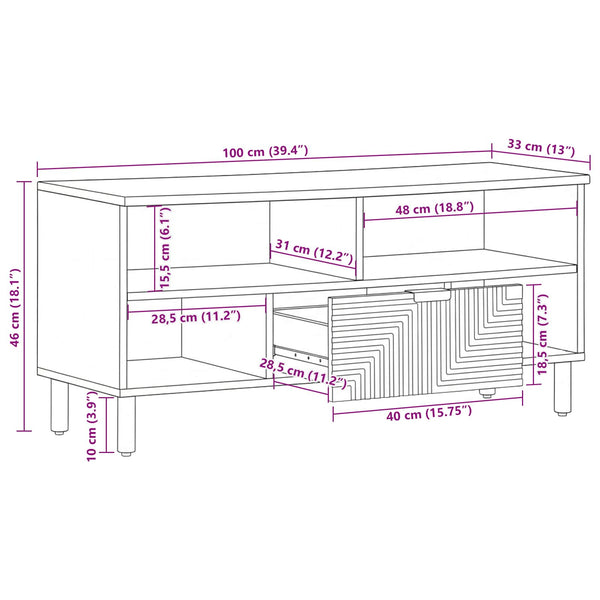 TV-Schrank Akazie Massivholz 100 cm