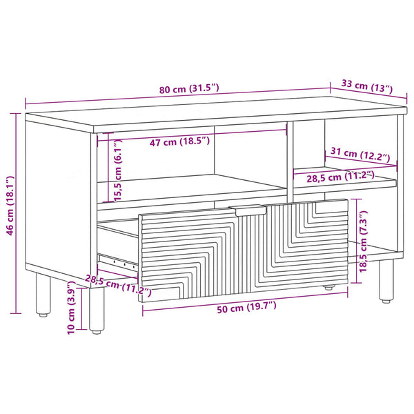 TV-Schrank Akazie Massivholz 80 cm