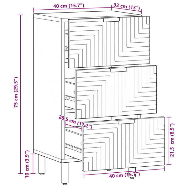 Akazie Sideboard Natur Massivholz 40x33,5x75 cm