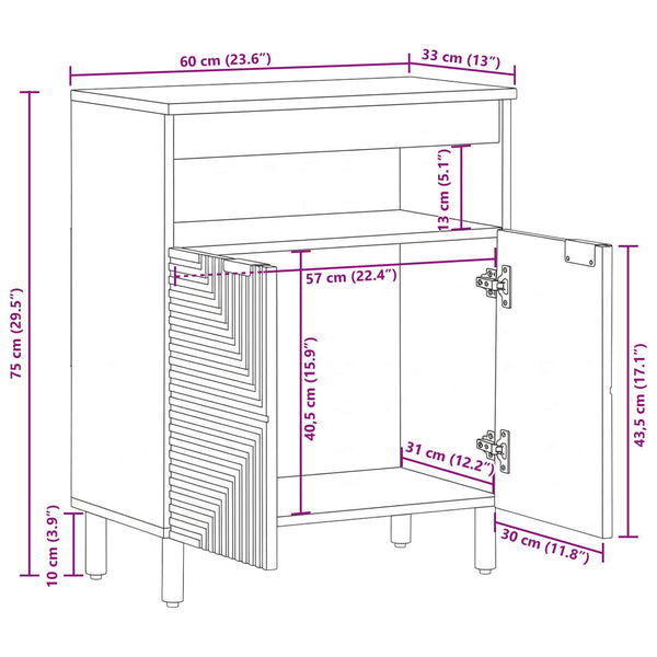 Sideboard Akazie Massivholz 60 cm