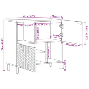 Sideboard Akazie Massivholz 80 cm
