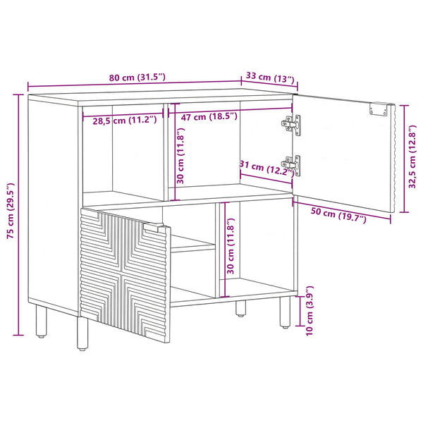 Sideboard Akazie Massivholz 80 cm
