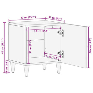 Nachttisch Hellgrau Mango Massivholz 40cm