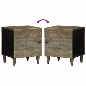 Nachttisch Hellgrau Mango Massivholz 40cm
