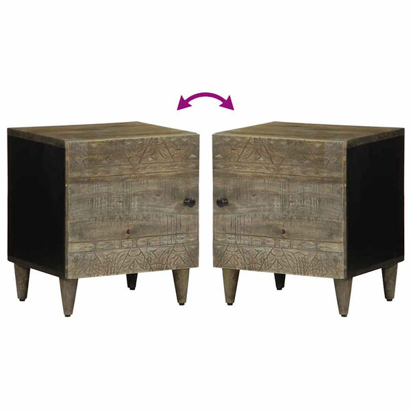 Nachttisch Hellgrau Mango Massivholz 40cm