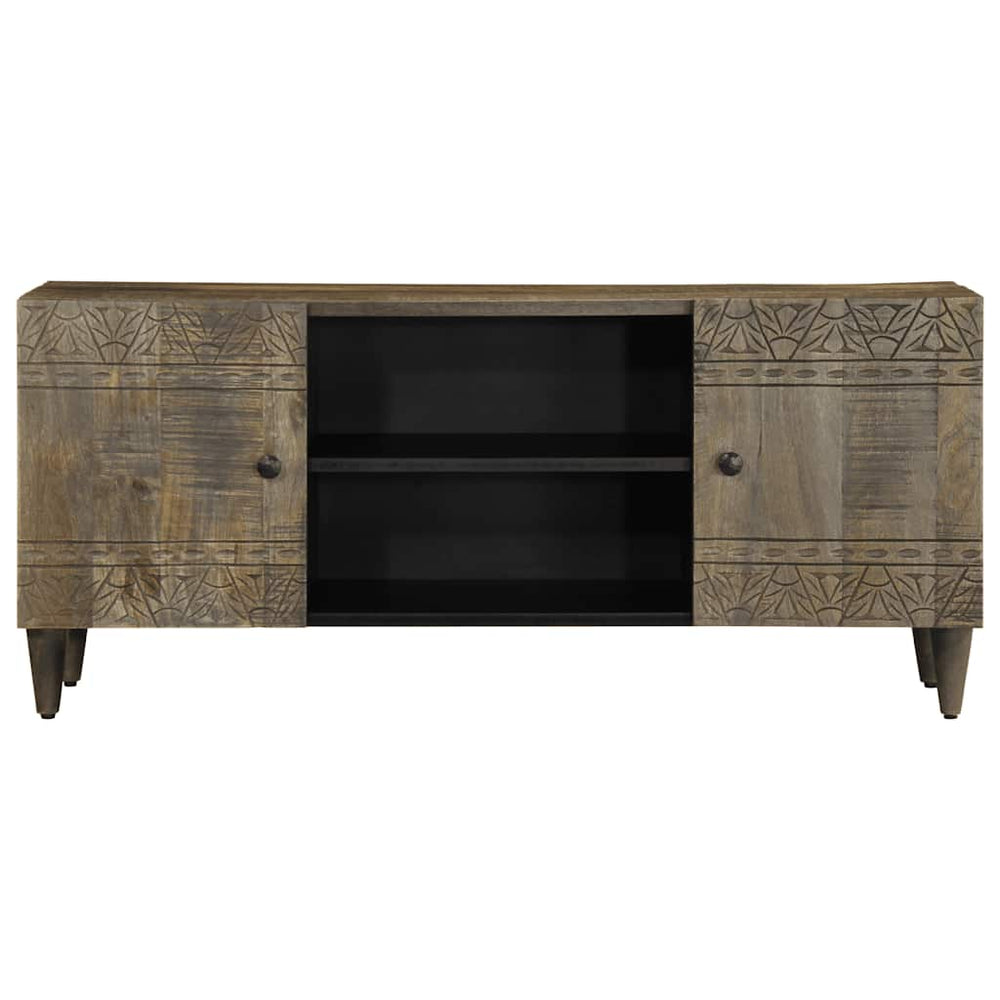 vidaXL Meuble TV Bois de manguier massif Gris clair 105x33,5x46 cm