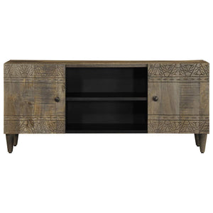 TV-Schrank Hellgrau Mango Massivholz 105cm