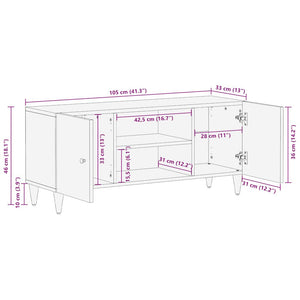 TV-Schrank Hellgrau Mango Massivholz 105cm