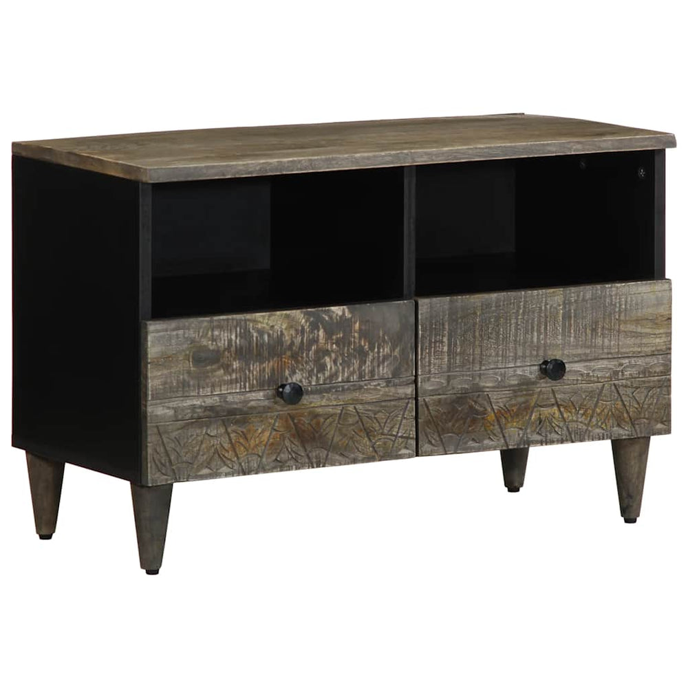 vidaXL Meuble TV Gris clair 70x33,5x46 cm Bois de manguier massif